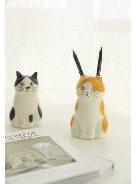 MUSe Garden哈基米 美单手绘猫猫陶瓷花瓶笔筒收纳桶