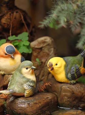 创意户外花园假山庭院阳台家居摆设酒柜装饰树脂仿真小鸟桌面摆件