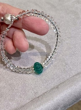 新中式白水晶隔片珠手链2025新款瓜瓜来财蛇年气质百搭手链小众