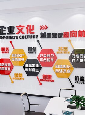 公司企业文化立体墙贴大厅入户形象墙面装饰励志标语贴纸布置自粘