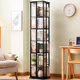 Rotating bookshelf floor-standing shelf bookcase home storage cabinet children's living room simple solid wood display stand