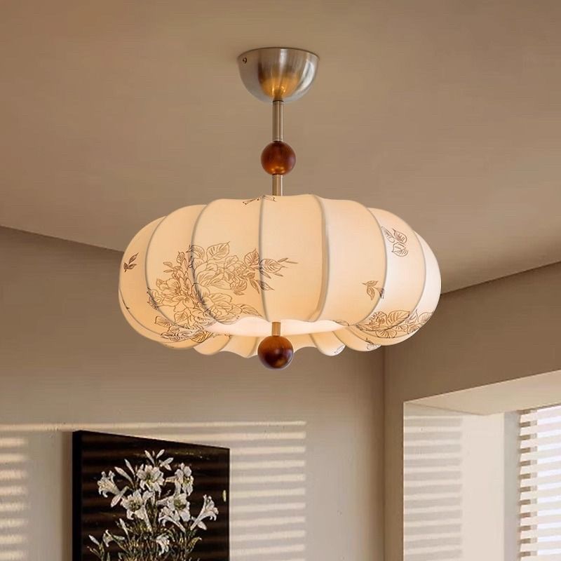 法式复古风卧室吊灯布艺花纹中古餐厅南洋实木侘寂风温馨房间主灯,淘宝优惠券,粉丝福利购,淘宝优惠卷