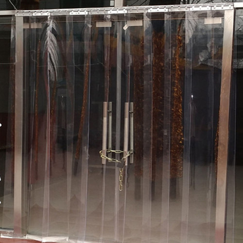 空调门帘透明家用定制商场挡风隔音防蚊隔断黄色软皮PVC塑料挂帘 - 图1