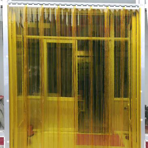 空调门帘透明家用定制商场挡风隔音防蚊隔断黄色软皮PVC塑料挂帘 - 图2