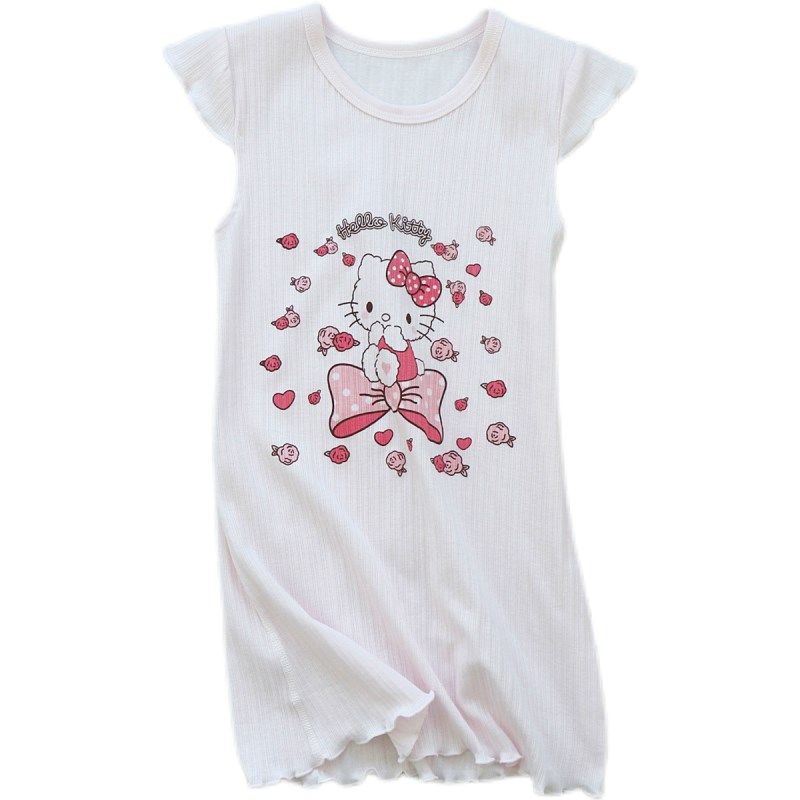 飞袖无骨女童睡裙 宝宝薄款纯棉儿童家居服无袖连衣裙睡衣卡通夏,淘宝优惠券,粉丝福利购,淘宝优惠卷