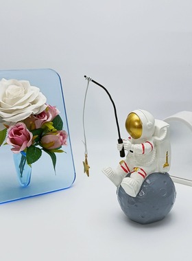 样板间儿童房装饰品玄关书房书架酒柜陶瓷艺术摆件太空人航天模型