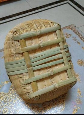 手工竹编a制品家用椭圆形手提篮买菜篮购物篮竹青编织鸡蛋篮竹篮