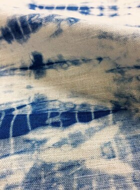 扎染蓝染布料草木染麻棉面料手工diy窗帘服装沙发抱枕床上用品