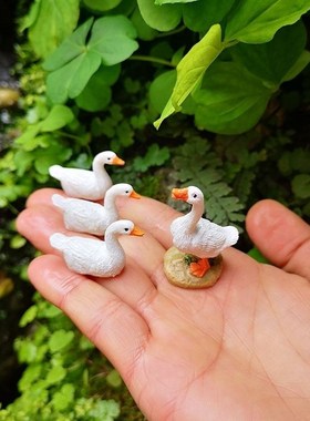树脂小白鸭盆景水池假山阳台盆栽鸭子摆件微景观苔藓摆设花盆动物
