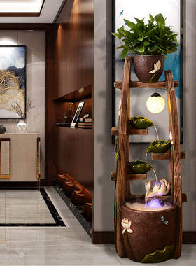 现代新中式创意流水喷泉风水轮客厅摆件家庭居装饰品乔迁新居礼品