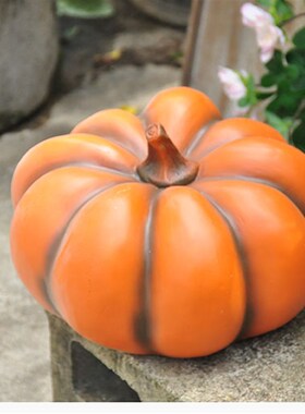 乡村田园丰收节万圣节花园庭院仿真仿木刻南瓜树脂摆件装饰品