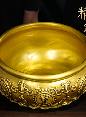 大型全铜聚宝盆摆件招财进宝大堂公司办公室实心精铜制加厚特大号