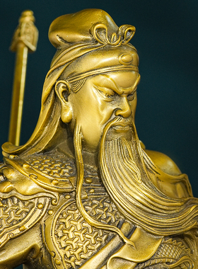 纯铜关公铜像关二爷摆件大号五岳关公铜武财神像家用供奉开业礼品