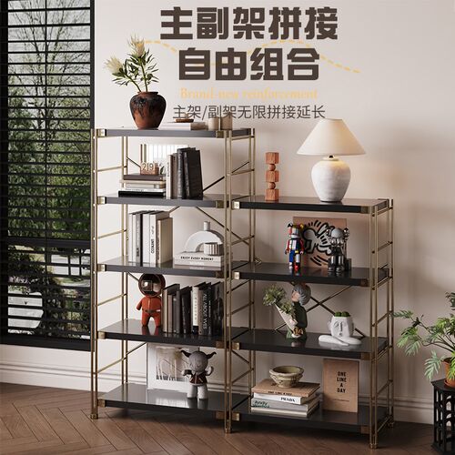日式置物架落地多层卧室家用中古收纳架客厅书架厨房微波炉储物架 - 图1