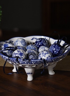 嘉都陶瓷挂件青花车载圣诞树