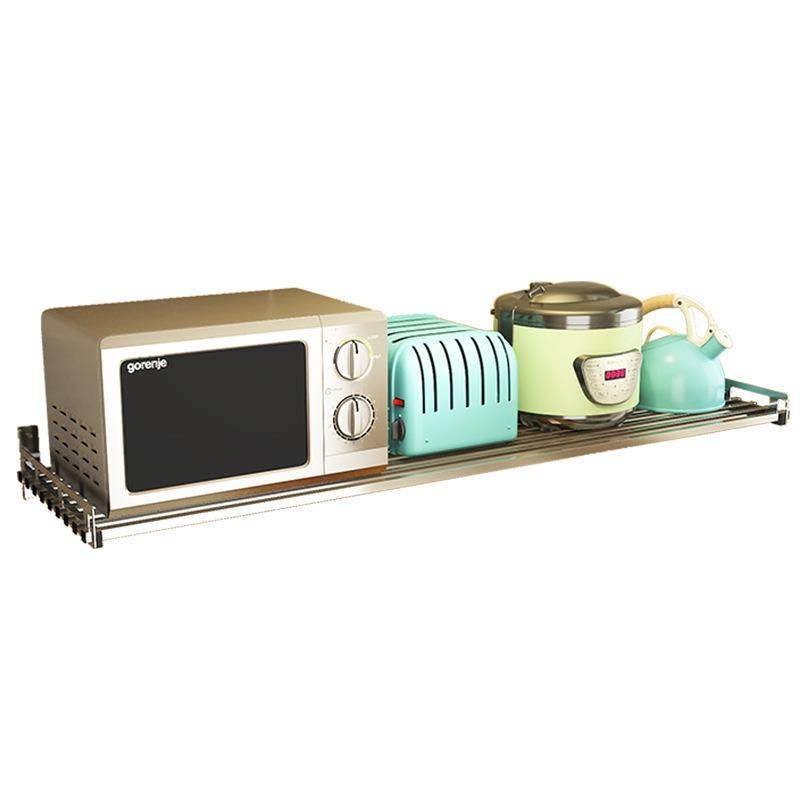 304不锈钢壁挂式厨房置物架微波炉烤箱锅具收纳架一字隔板层板架 - 图3