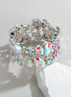 跨境新款百搭手饰欧美时尚百搭满钻奢华弹力手镯热销饰品厂家