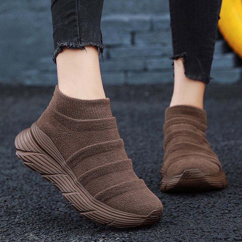 女大码鞋41到43春秋新款胖脚宽肥4F2码飞织厚底休闲高帮袜鞋妈妈,淘宝优惠券,粉丝福利购,淘宝优惠卷