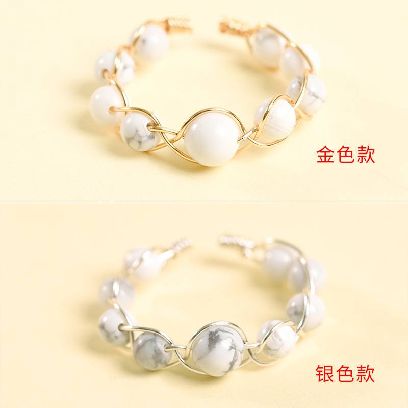 Hand-woven natural rice beads and copper wire rings European and American personalized design cross-border jewelry supply
