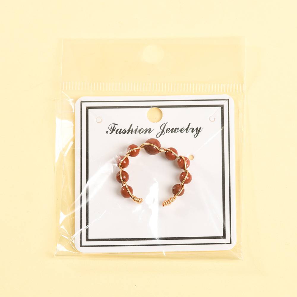 Hand-woven natural rice beads and copper wire rings European and American personalized design cross-border jewelry supply
