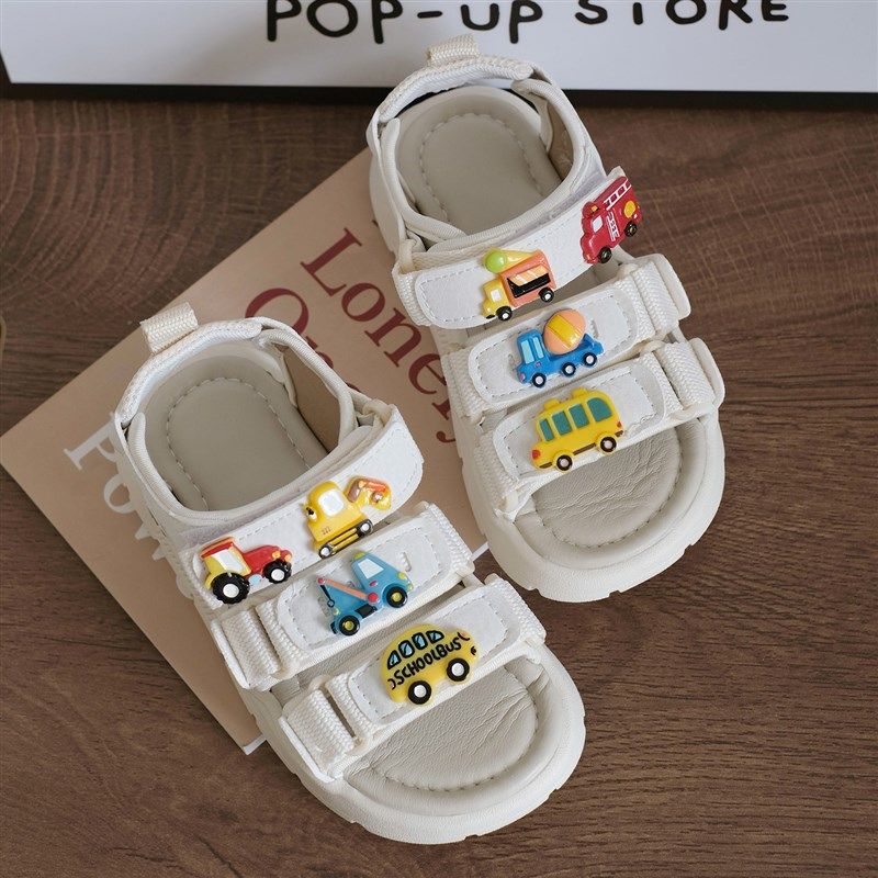 男童白小汽车凉鞋魔n术贴软底防滑运动沙滩鞋夏季透气宝宝百搭凉,淘宝优惠券,粉丝福利购,淘宝优惠卷