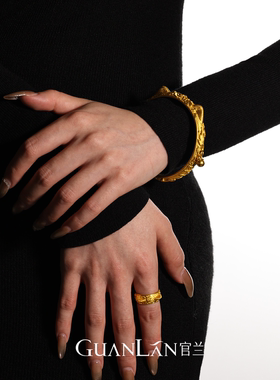 官兰项链足金绳链款錾刻镶钻手镯