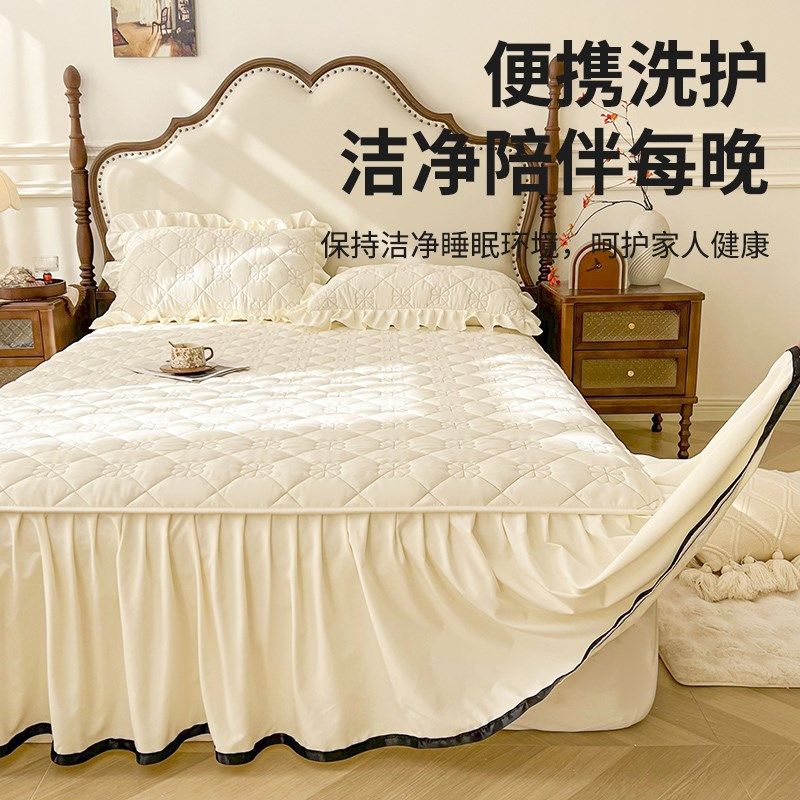 2025新款加厚夹棉床裙式床罩单件落地下摆防滑床单1.5m1.8米加棉,淘宝优惠券,粉丝福利购,淘宝优惠卷