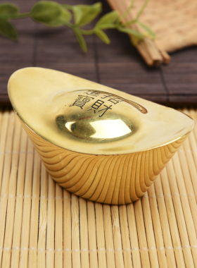 铜金元宝纯铜实心摆件招财元宝供奉家用家居客厅工艺品大小号