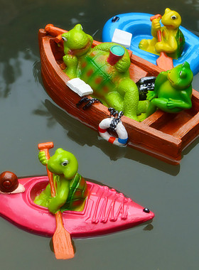 庭院假山青蛙鱼缸鱼池塘装饰浮水鸳鸯小黄鸭天鹅乌龟摆件户外花园