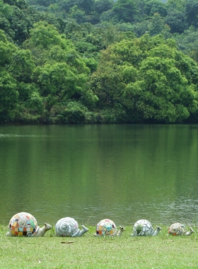 欧式别墅庭院大型动物装饰品创意室外园林小院子景观陶瓷蜗牛摆件