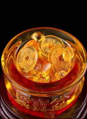 琉璃聚宝盆摆件招财聚财玄关工艺品黄水晶聚宝盆开运装饰旺财礼品