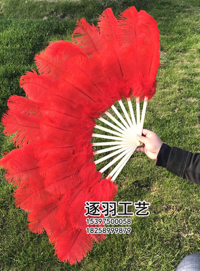 大号鸵鸟羽毛扇子 肚q皮舞酒吧夜店舞台走秀节目表演舞蹈扇子 包