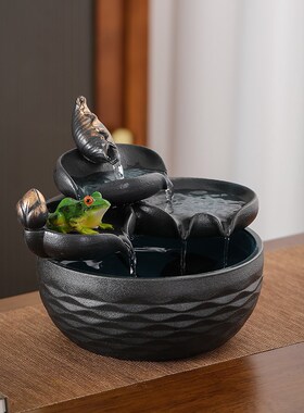 白菜摆件生财流水摆件q循环水茶台小型鱼缸桌面客厅办公室装饰礼