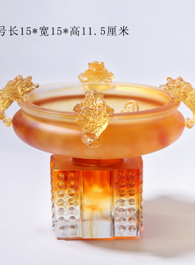 琉璃金蟾聚宝盆招财摆件家居办公室装饰工艺礼品摆饰公司店铺开业