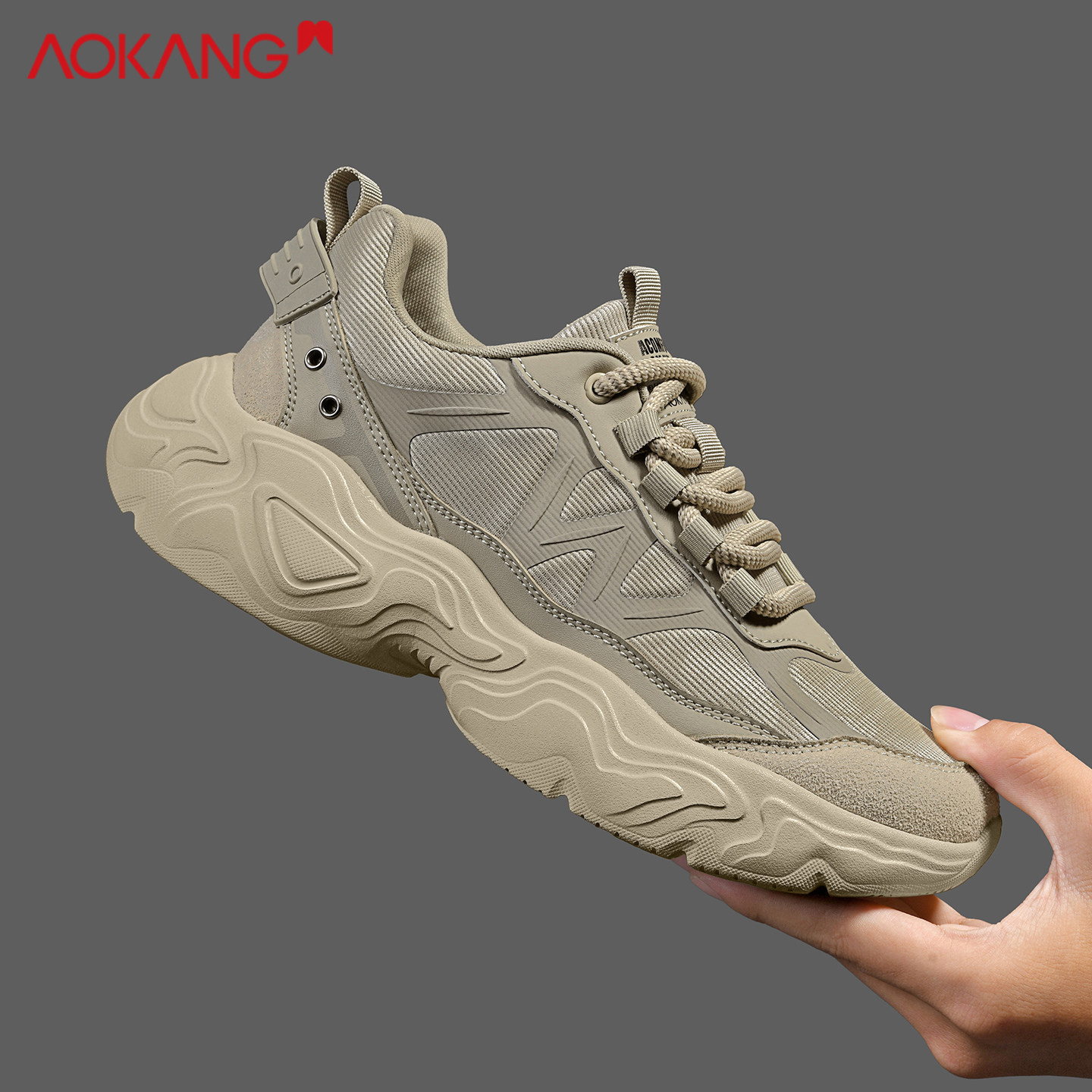 奥康正品老爹鞋男秋季跑步运动工作旅游厚底增高米黄复古休闲潮鞋,淘宝优惠券,粉丝福利购,淘宝优惠卷