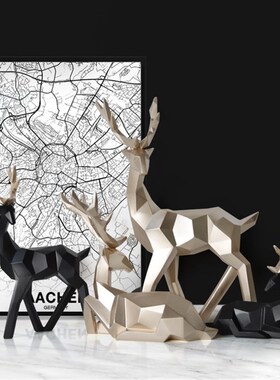 北欧风格几何麋鹿摆件工艺品创意店铺样板房办公室橱窗摆设装饰品