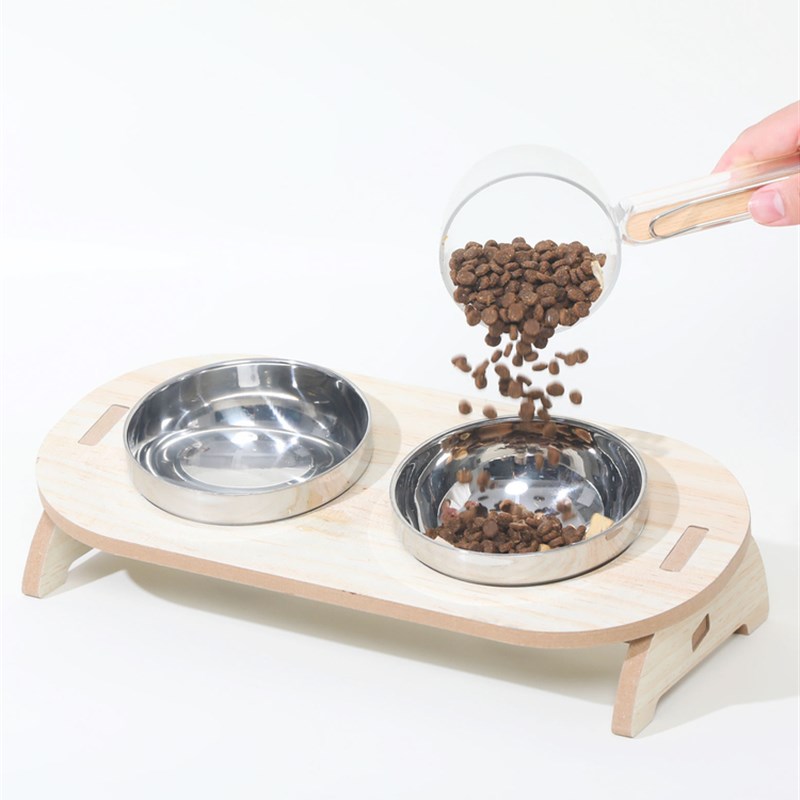 304不锈钢猫碗,猫食碗,猫水碗,双碗,防撞宠物高架护颈,小型狗碗 - 图2