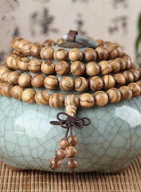 越南沉香108颗佛珠手串黑檀手链紫檀金丝楠木黄花梨金丝檀木手串