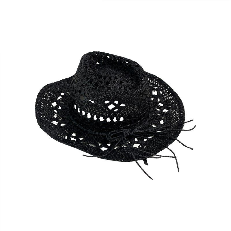 欧美辣妹风黑色镂空编织西部牛仔帽出游度假风百搭休闲爵士礼帽女,淘宝优惠券,粉丝福利购,淘宝优惠卷