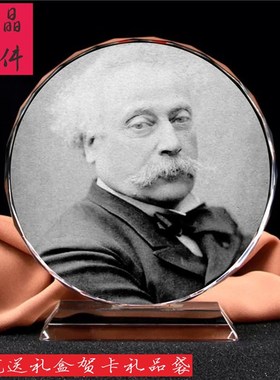 世界名人歌德/大小仲马/马克吐温画像珍藏纪念品水晶摆件书房礼品