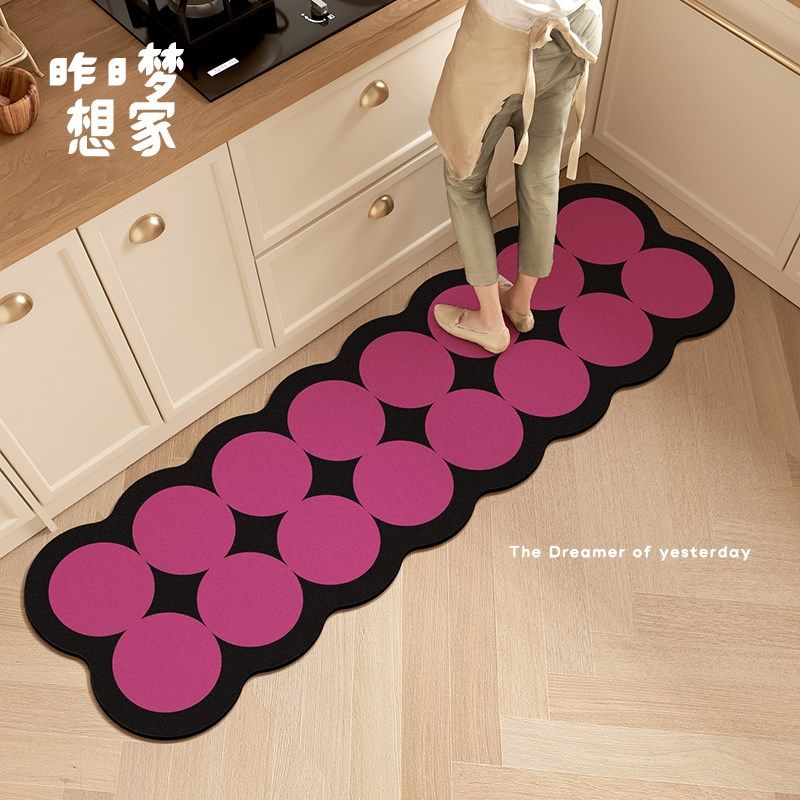 甜酷风厨房长条地垫吸油吸水耐脏脚垫厕所门口家用粉色防滑免洗垫,淘宝优惠券,粉丝福利购,淘宝优惠卷