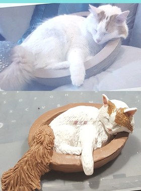 手工照片定制宠物猫咪纪念品摆件软陶动物模型去世纪念礼物订制