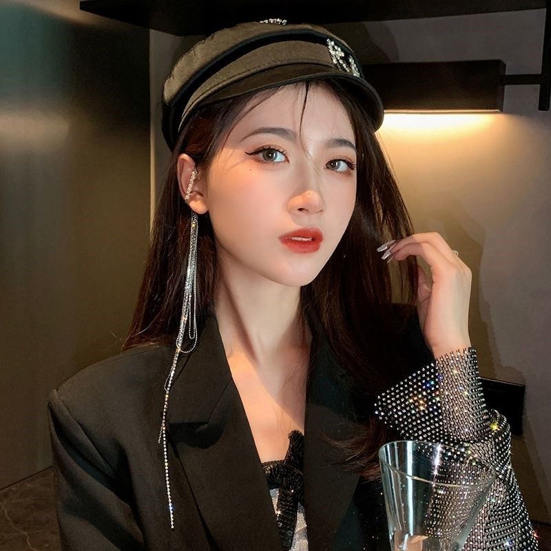 2023新款超长镶钻流苏耳挂小众设计冷淡风无耳洞超仙耳环显脸瘦,淘宝优惠券,粉丝福利购,淘宝优惠卷