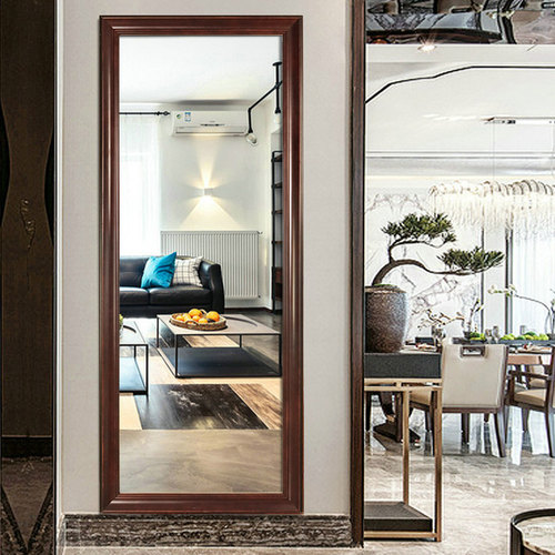 贴墙实木全身镜落地镜试衣镜中式轻奢卧室家用挂墙穿衣镜壁挂镜子 - 图0