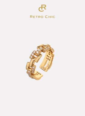 RC Retro Chic意大利复古时尚首饰罗马星光链条宽版戒指小众时髦