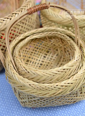 广西传统手工竹篮子 提手花篮果篮 民族特色办公家居饰品装饰摆件