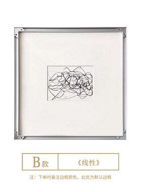 线性 极简黑白线条装饰画现代简约书房挂画小众艺术装Z置反框摆画
