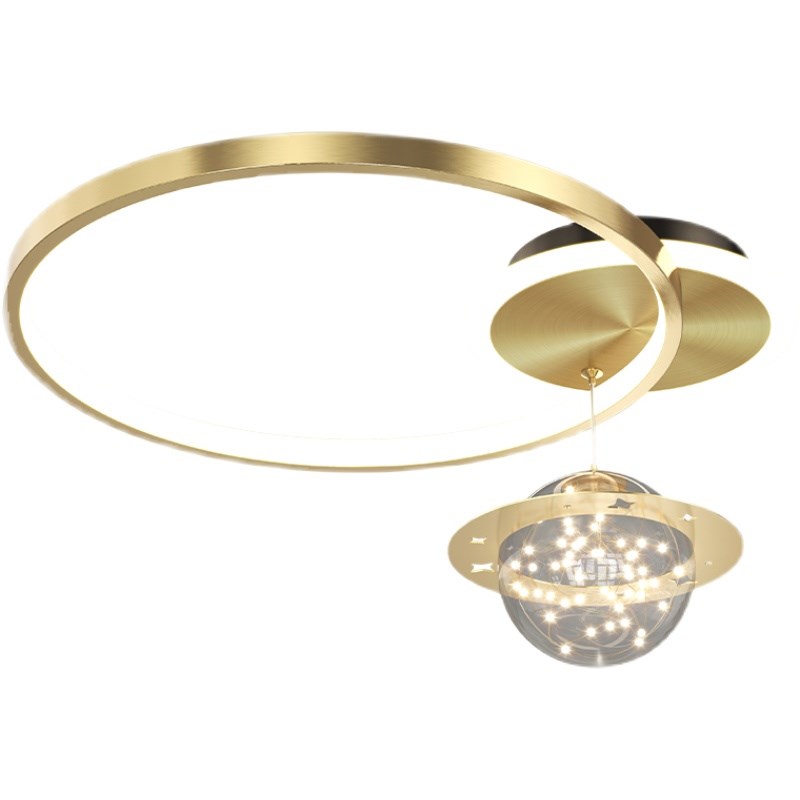 轻奢全铜卧室吸顶灯后现代简约房间书房高档水晶北欧超薄led灯具 - 图3