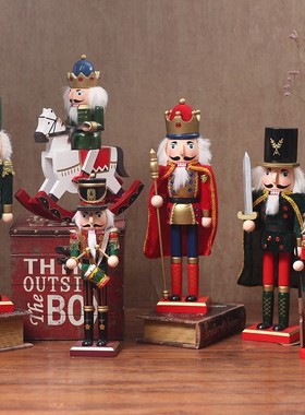 欧式复古胡桃夹子木偶士兵摆件酒柜咖啡馆橱窗装饰道具鸡年礼品物