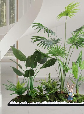 仿真绿植造景f采光井天井造景楼梯角落装饰玄关橱窗假树景观植物